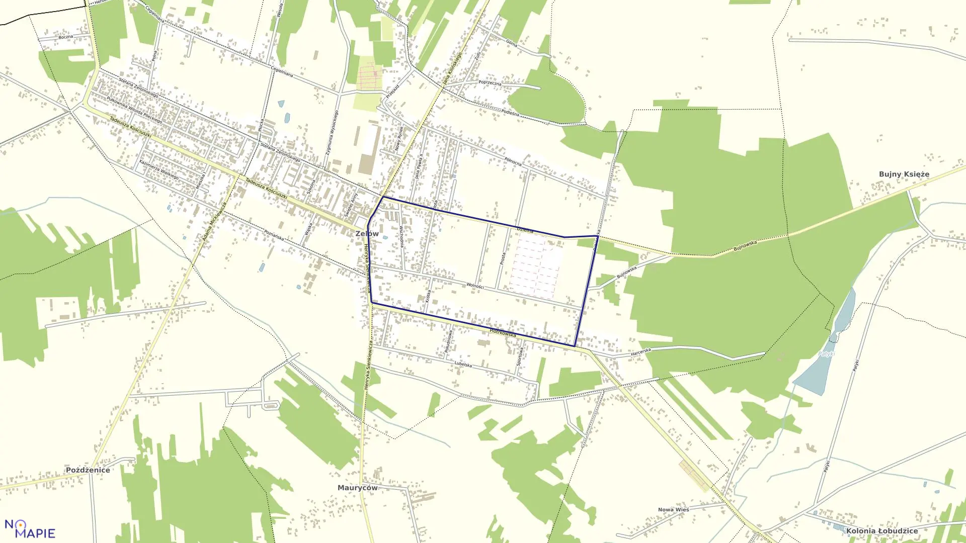 Mapa obrębu 12 w gminie Zelów