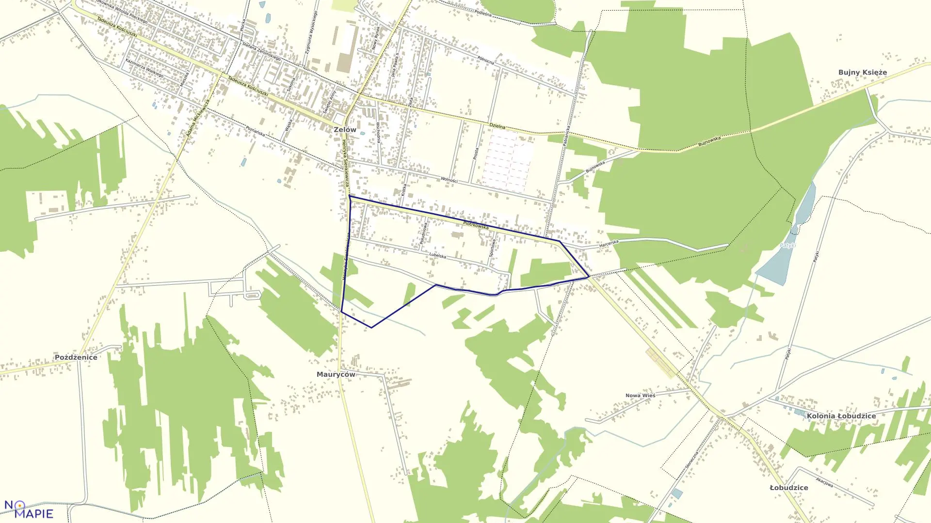 Mapa obrębu 14 w gminie Zelów