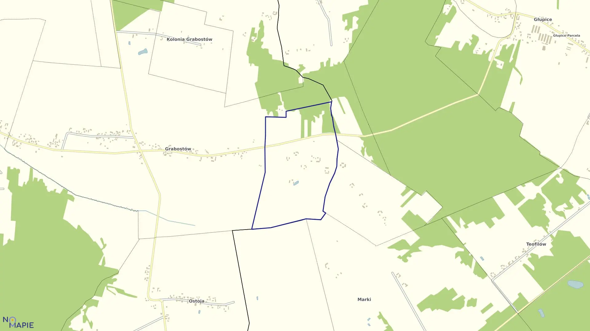 Mapa obrębu GRABOSTÓW-BOMINY w gminie Zelów